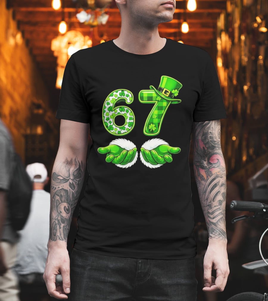 St Patricks Day 67 Shamrock Irish Clover Meme Green Hat Luck T-Shirt