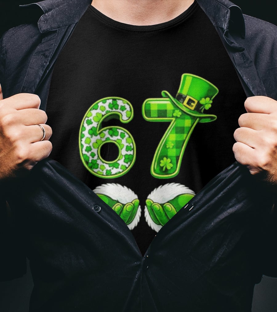 St Patricks Day 67 Shamrock Irish Clover Meme Green Hat Luck T-Shirt
