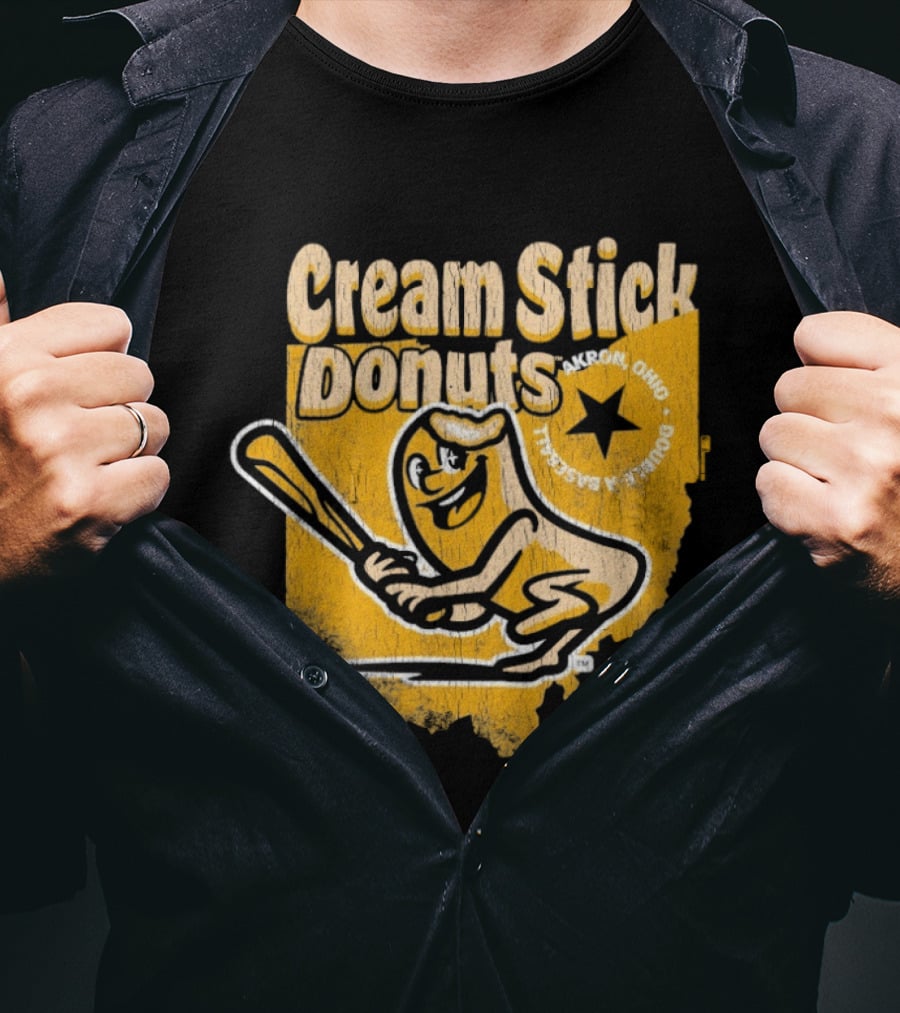 Cream Stick Donuts Ohio Baseball Star Buckeye T-Shirt