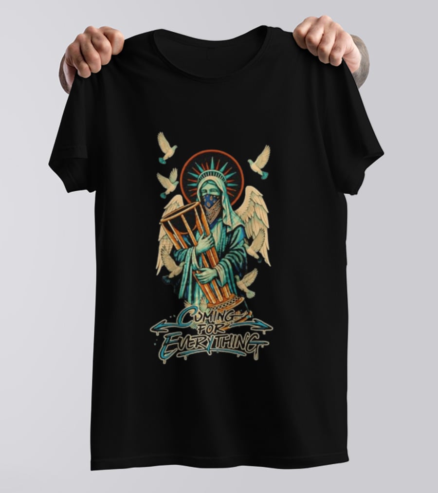 Statue Of Liberty Cuming For Everything With Wings And Doves T-Shirt