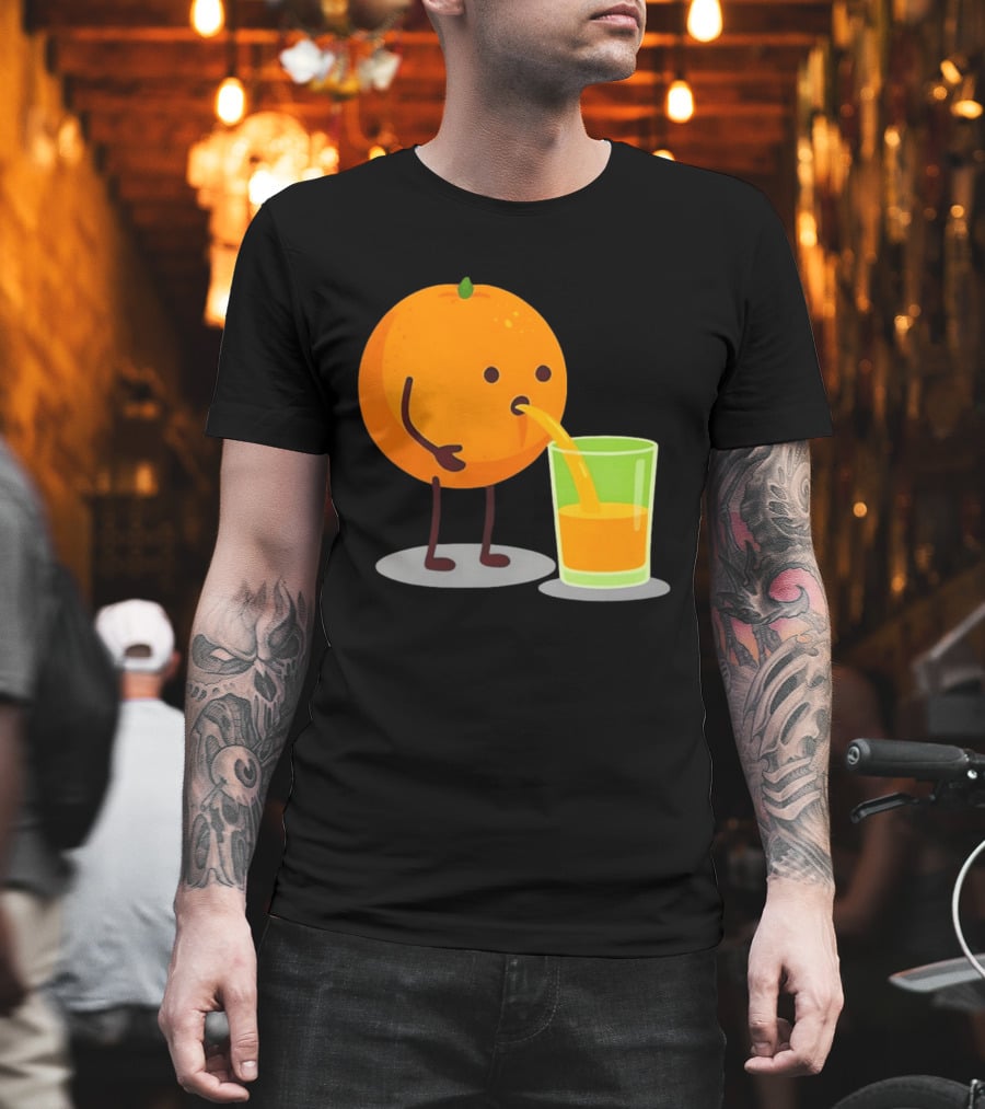 Orange Juice Squeezed Fun Cartoon T-Shirt