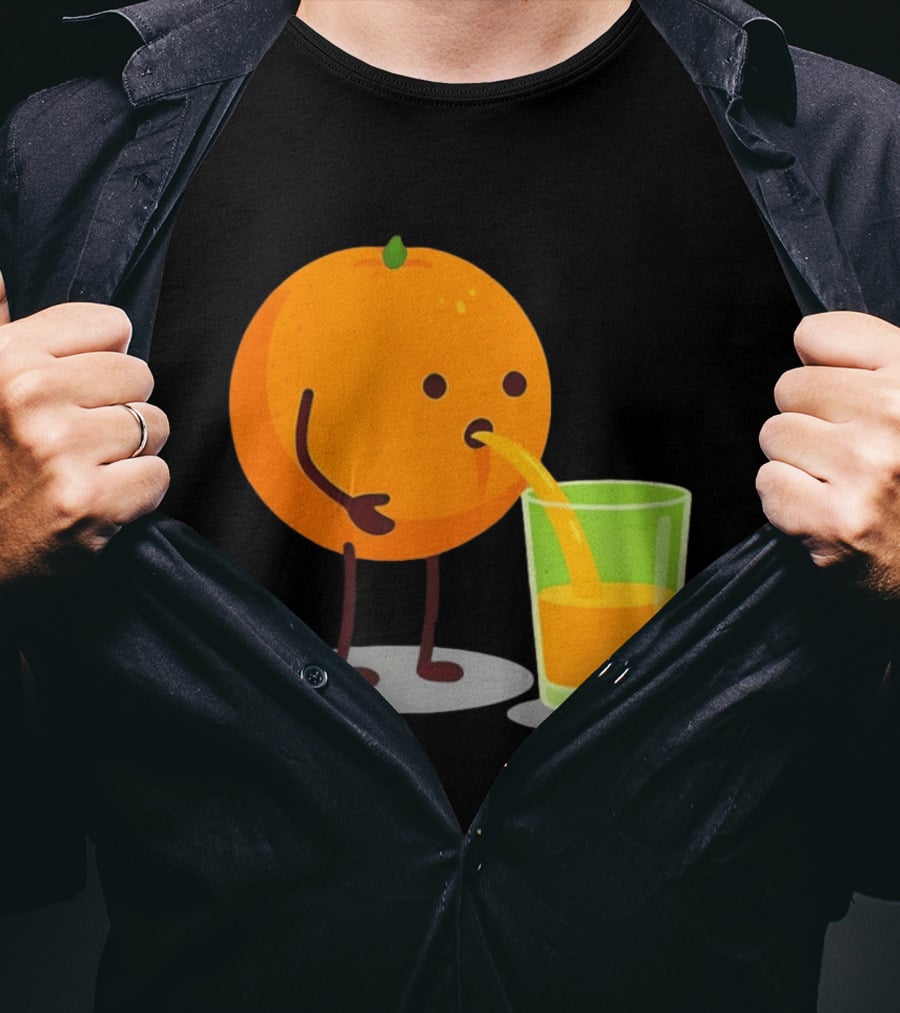 Orange Juice Squeezed Fun Cartoon T-Shirt