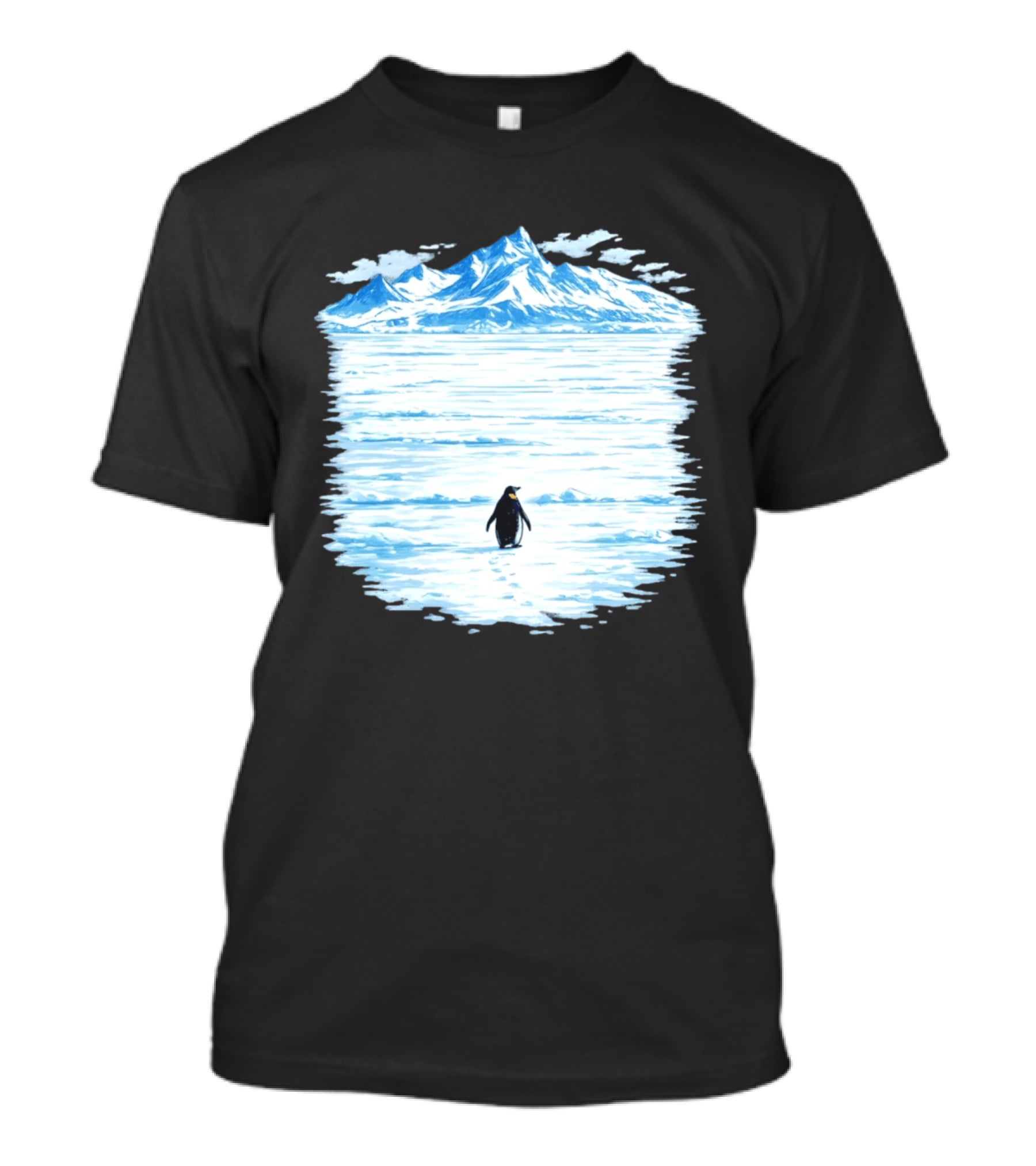Penguin But Why Snowy Mountain Reflection T-Shirt