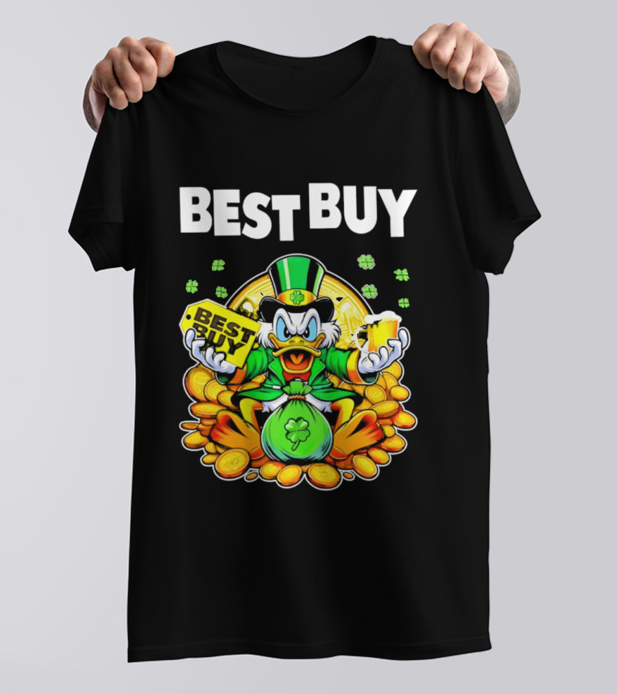 Scrooge McDuck Best Buy St Patrick's Day Coins And Shamrocks Celebration T-Shirt