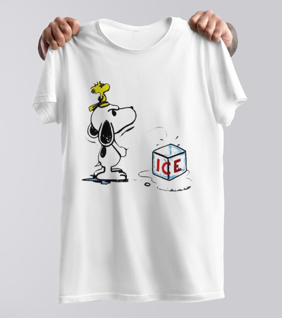 Snoopy Woodstock Piss On Ice Cube Block T-Shirt