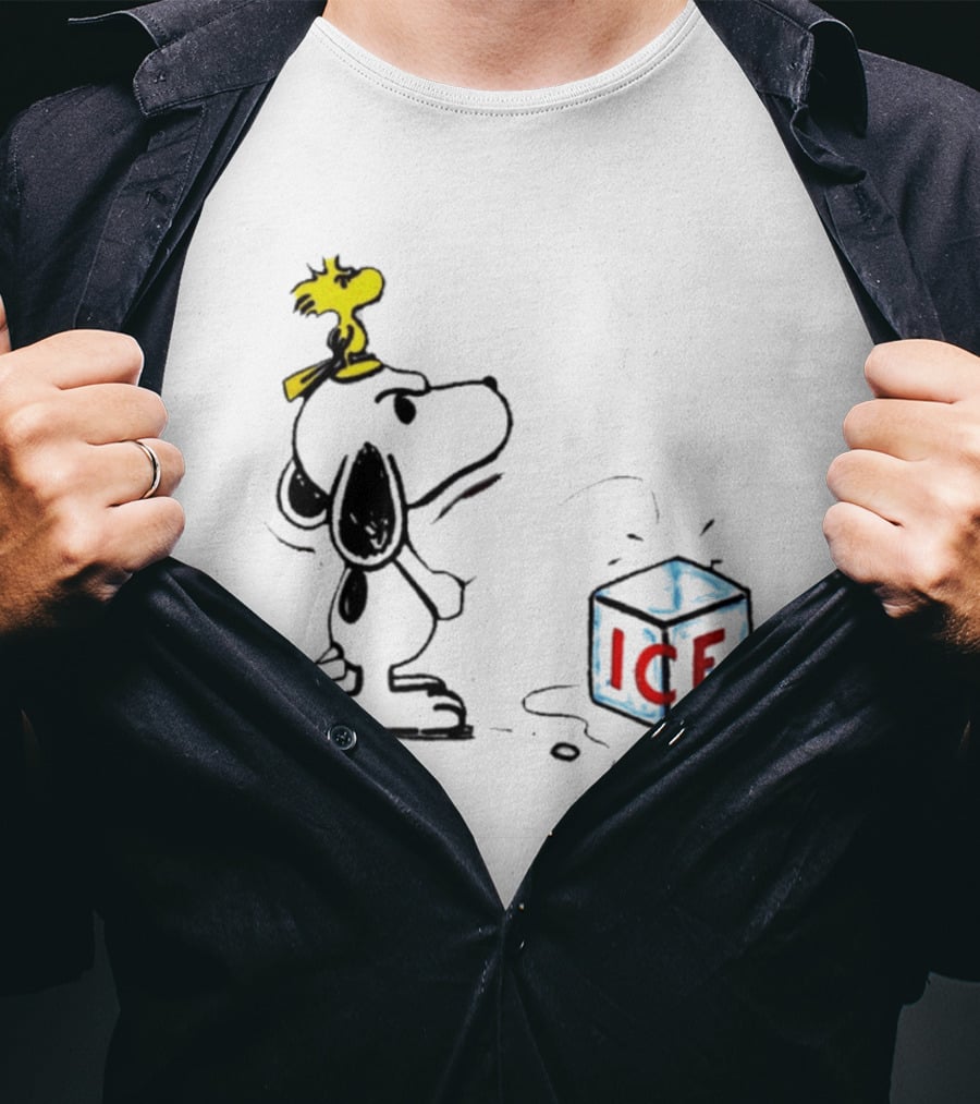 Snoopy Woodstock Piss On Ice Cube Block T-Shirt