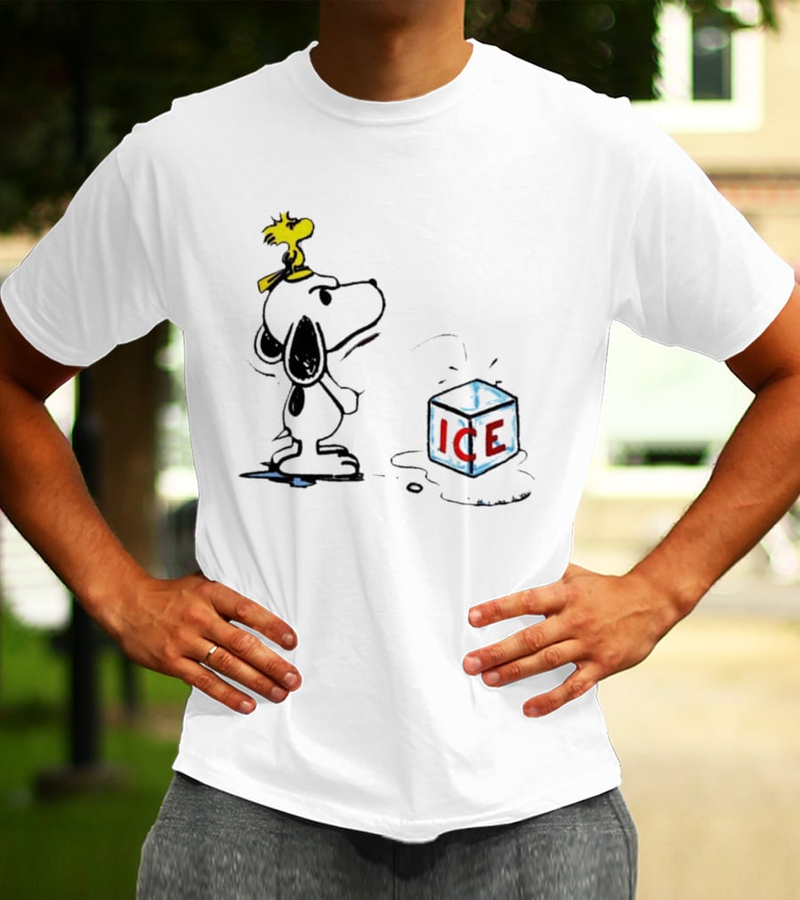 Snoopy Woodstock Piss On Ice Cube Block T-Shirt