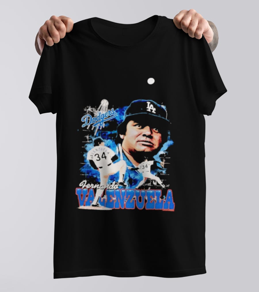 Los Angeles Dodgers Fernando Valenzuela Legendary Pitcher Icon Blue T-Shirt