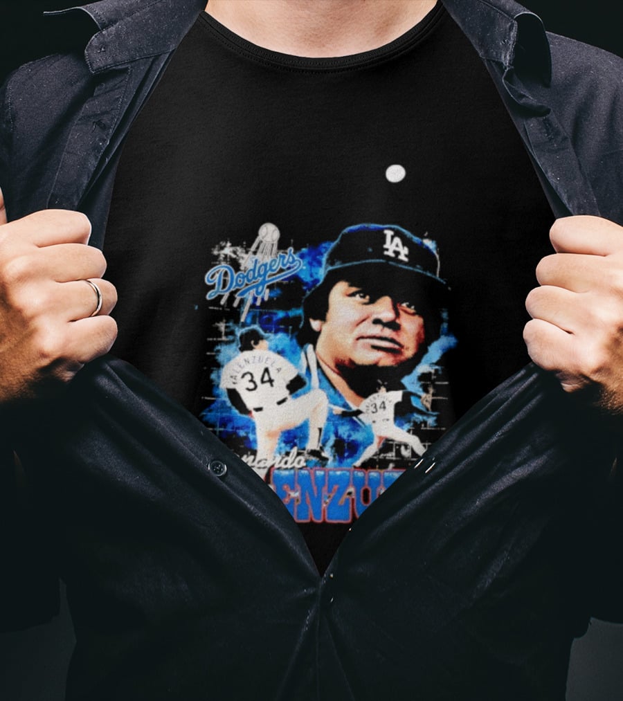 Los Angeles Dodgers Fernando Valenzuela Legendary Pitcher Icon Blue T-Shirt
