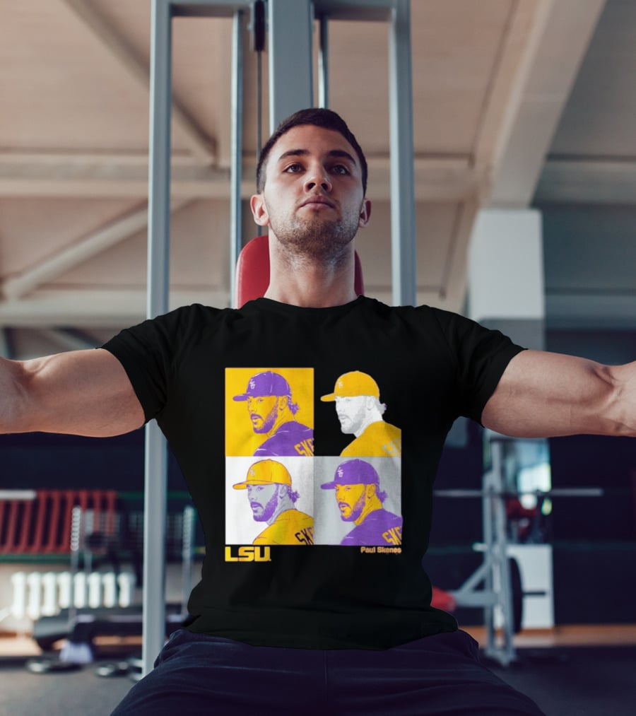 LSU Baseball Paul Skenes Colorful Collage Panels T-Shirt