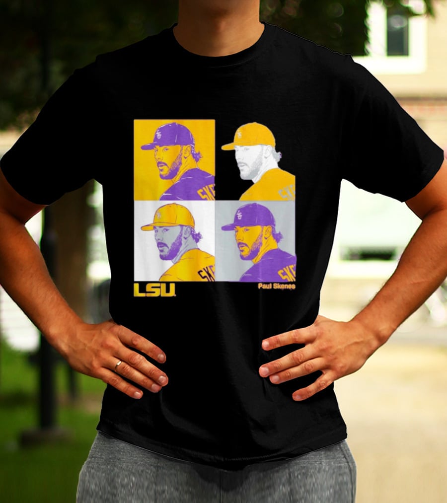 LSU Baseball Paul Skenes Colorful Collage Panels T-Shirt