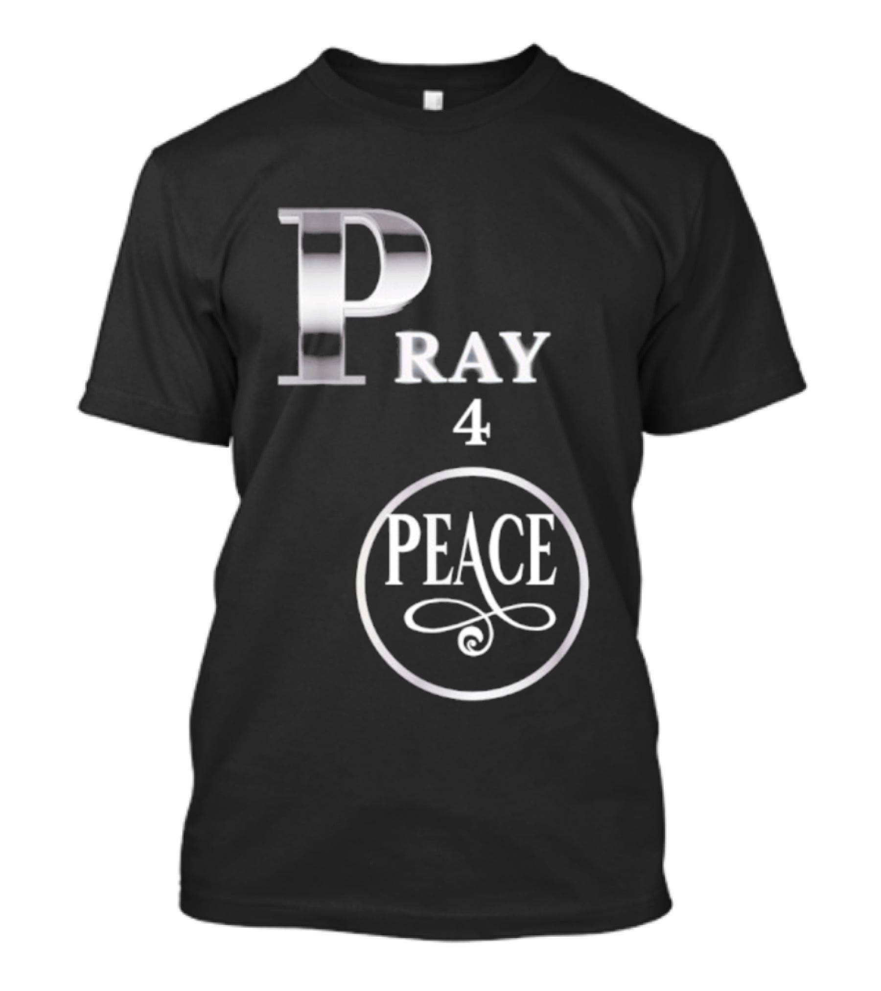 Pray 4 Peace Silver Letters Circular T-Shirt