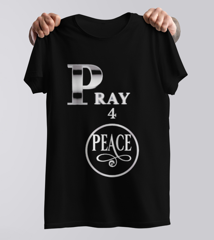 Pray 4 Peace Silver Letters Circular T-Shirt