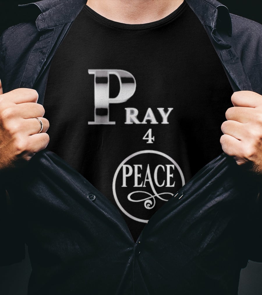 Pray 4 Peace Silver Letters Circular T-Shirt