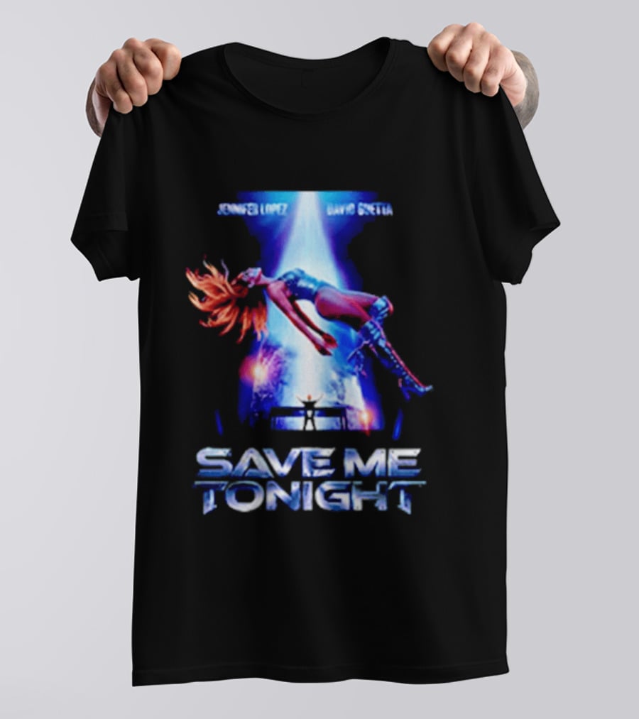 Jennifer Lopez David Guetta Save Me Tonight Neon T-Shirt