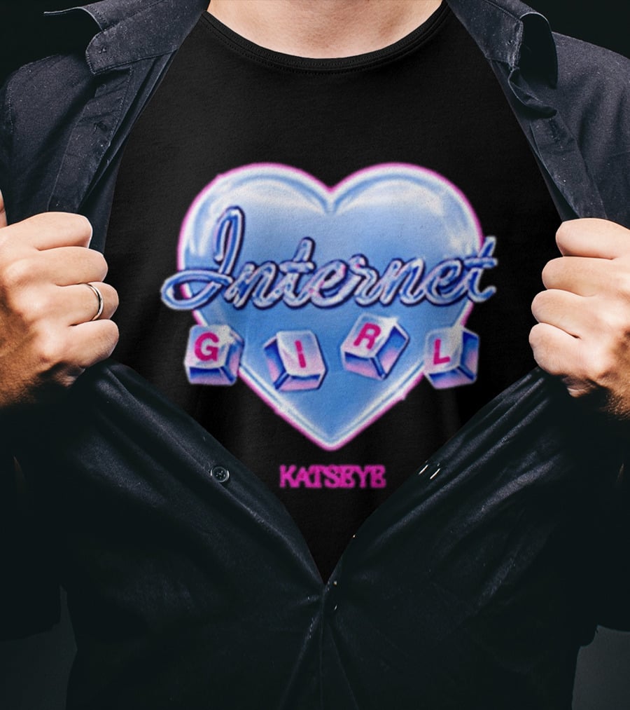 Katseye Internet Girl Neon Blue Heart T-Shirt