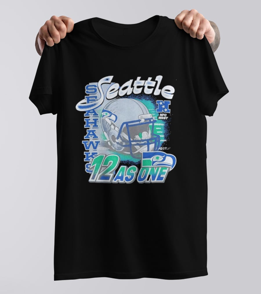 Seattle Seahawks 12 As One NFC West Football Helmet T-Shirt