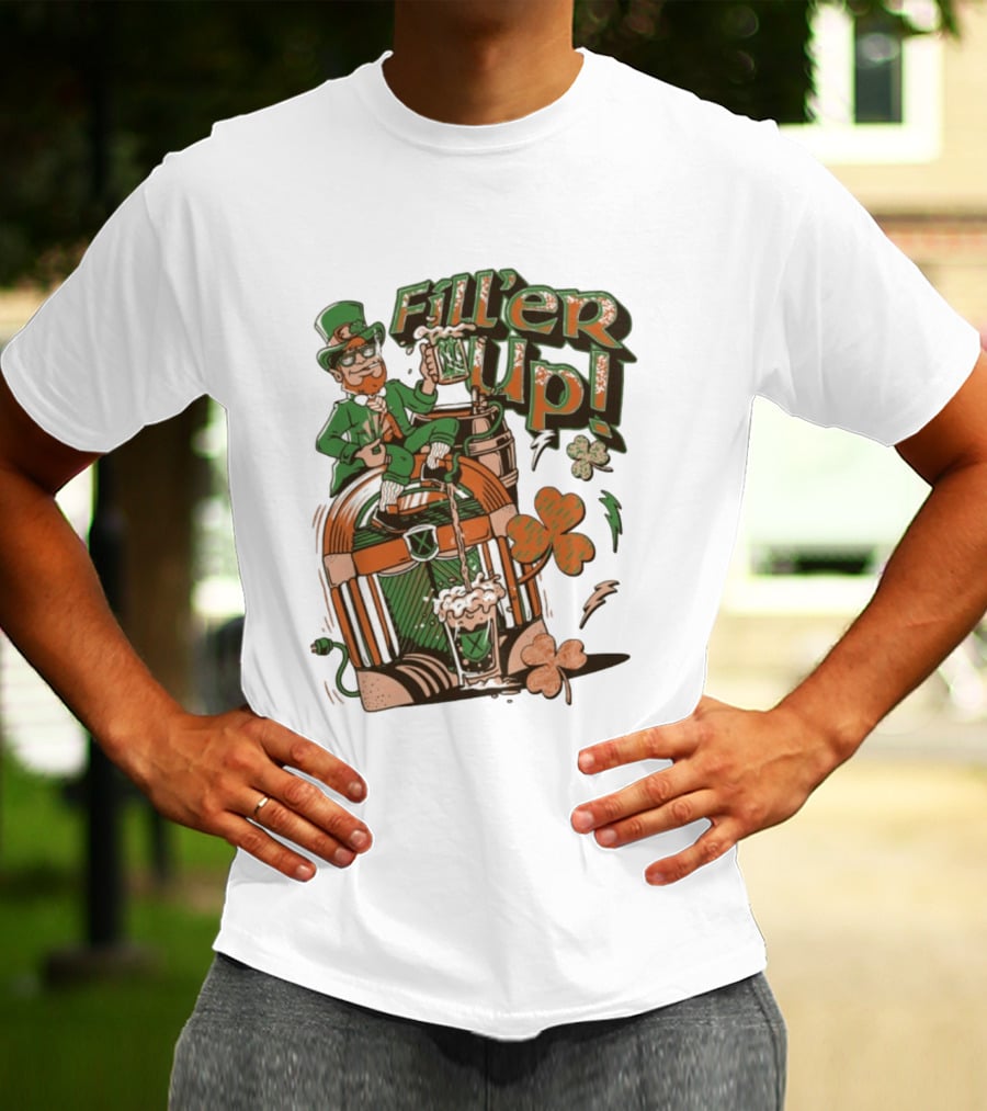 Fill'er Up St. Patrick's Day Leprechaun Beer And Jukebox Celebration T-Shirt
