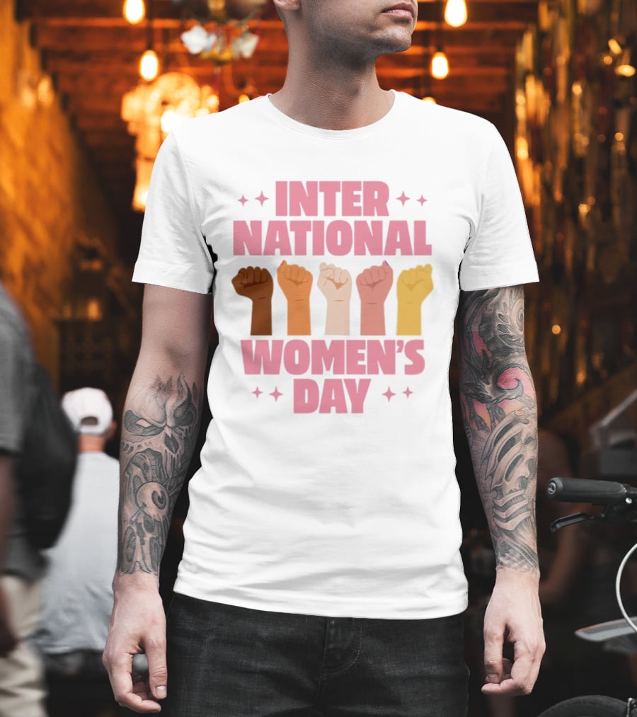 International Women's Day Raised Fists Empowerment Unity Celebration T-Shirt
