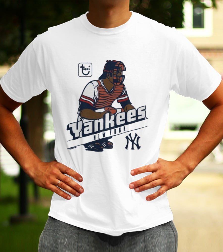 MLB Topps New York Yankees Catcher Cartoon Yankees NY T-Shirt