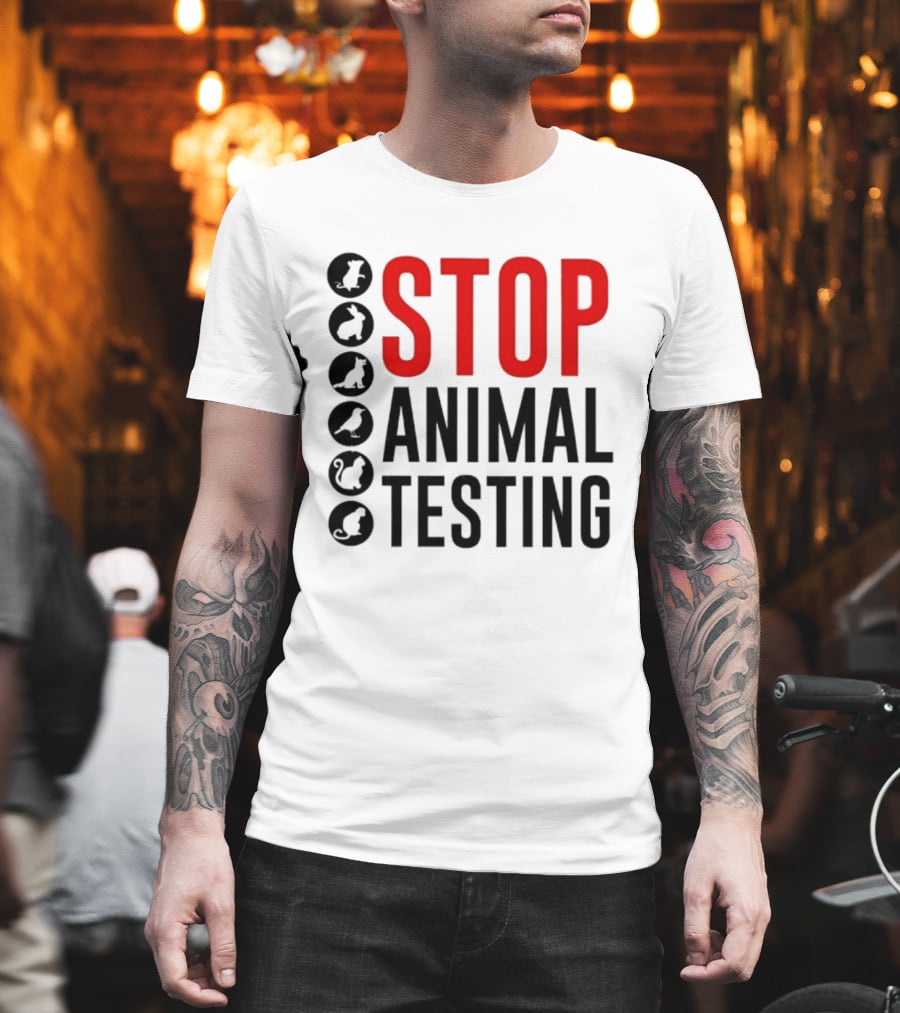 STOP Animal Testing Protest Message With Animal T-Shirt