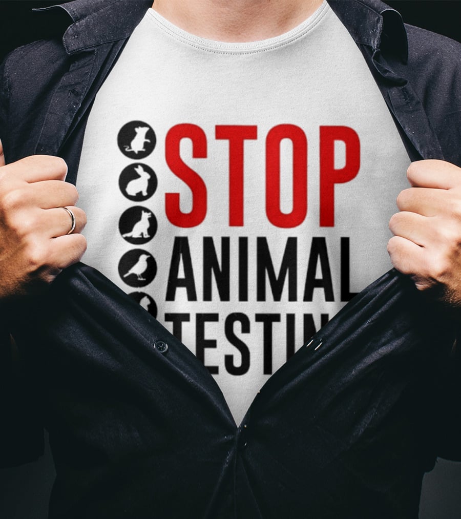 STOP Animal Testing Protest Message With Animal T-Shirt