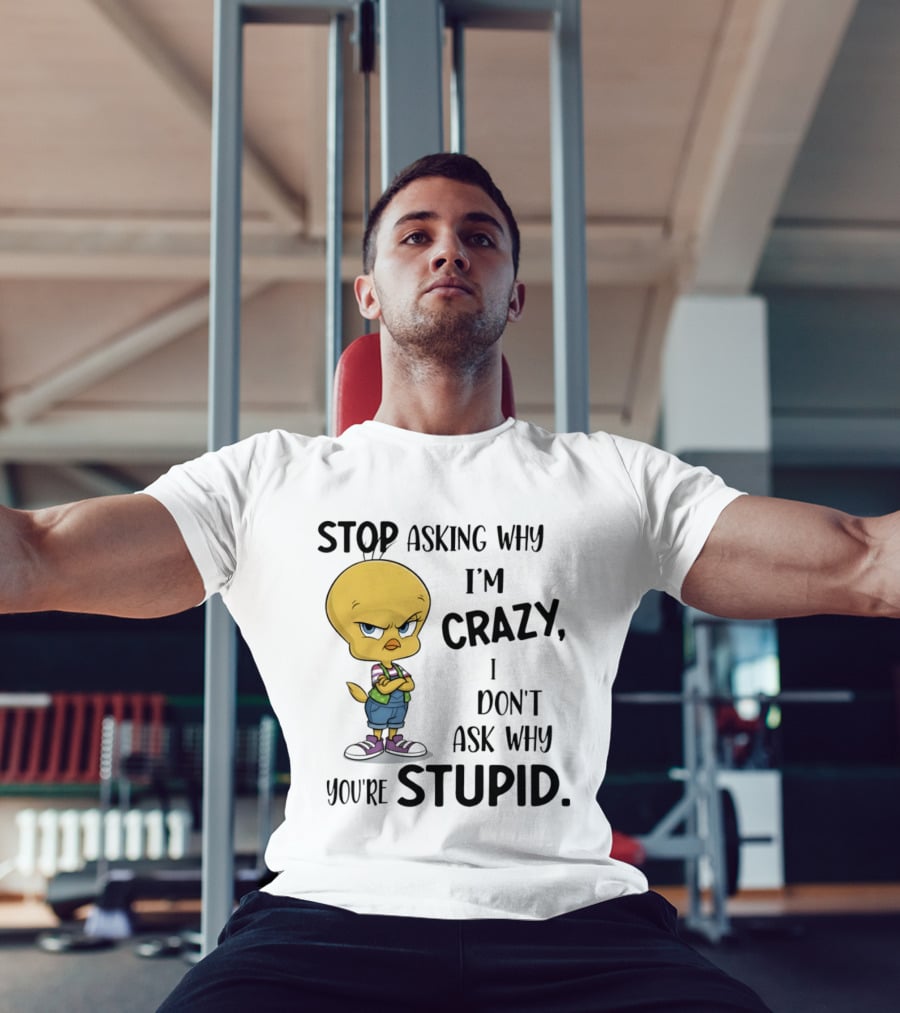 Tweety Bird Stop Asking Why I'm Crazy Don't Ask Why You're Stupid T-Shirt