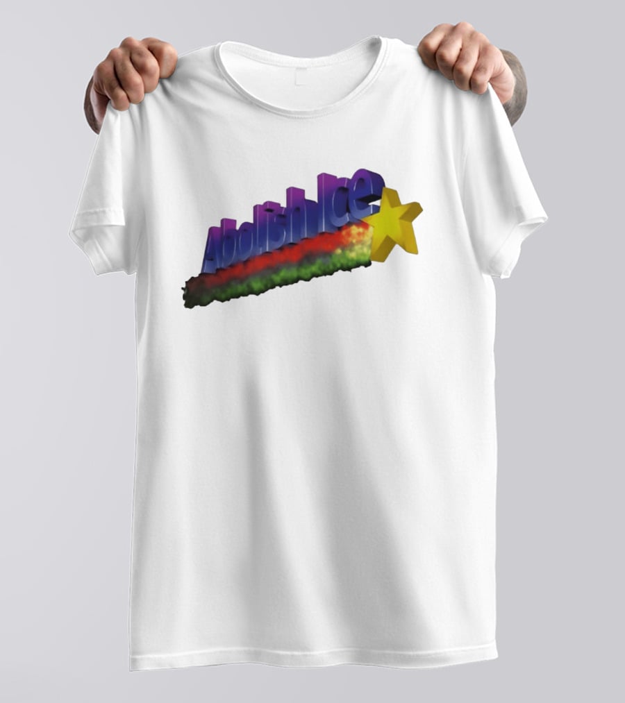 Abolish ICE Star Bold Text With Colorful Gradient And 3D Effect T-Shirt