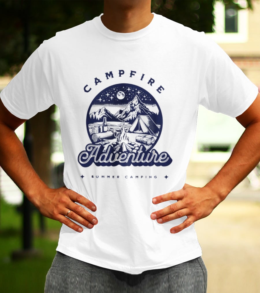 Campfire Adventure Mountains Summer Camping Experience T-Shirt