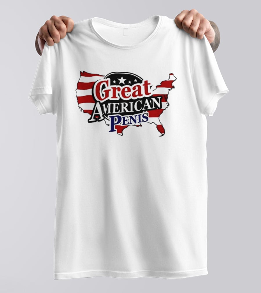 Great American Penis USA Map Flag Stars T-Shirt