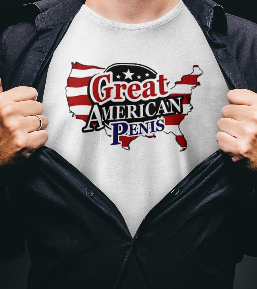 Great American Penis USA Map Flag Stars T-Shirt
