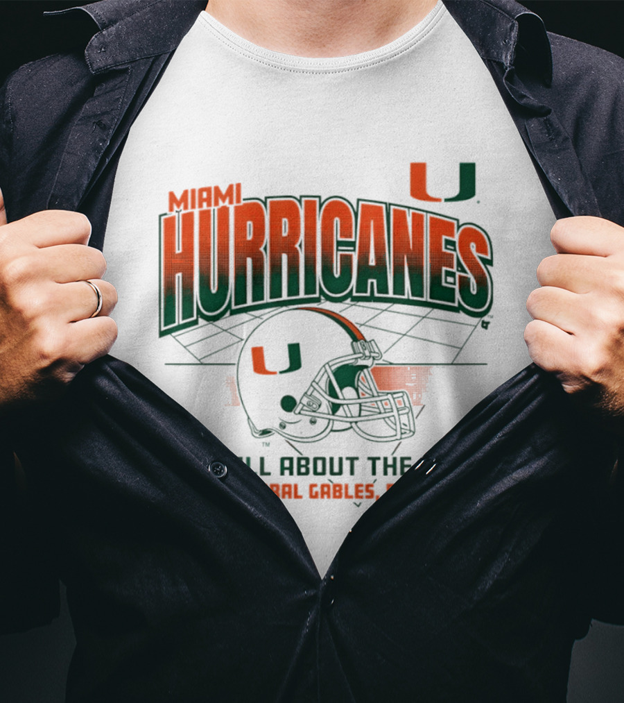 Miami Hurricanes Football Helmet It's All About The U Coral Gables 2026 T-Shirt