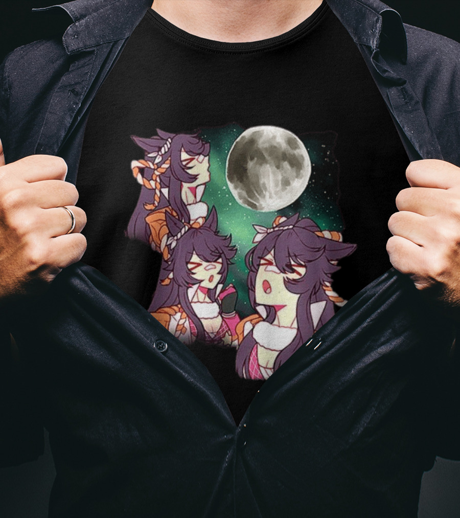 Agnes Tachyon Anime Character Three Wolf Moon Meme T-Shirt