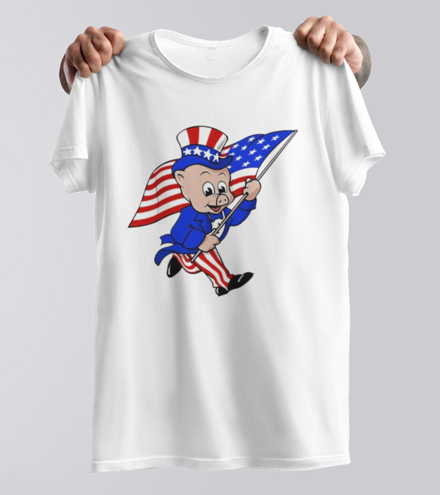 Piggly Wiggly Patriotic July 4th Celebration With American Flag And Uncle Sam Hat T-Shirt