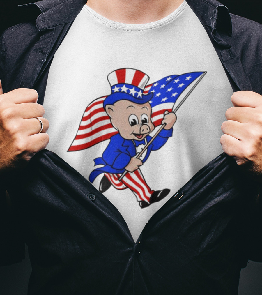 Piggly Wiggly Patriotic July 4th Celebration With American Flag And Uncle Sam Hat T-Shirt