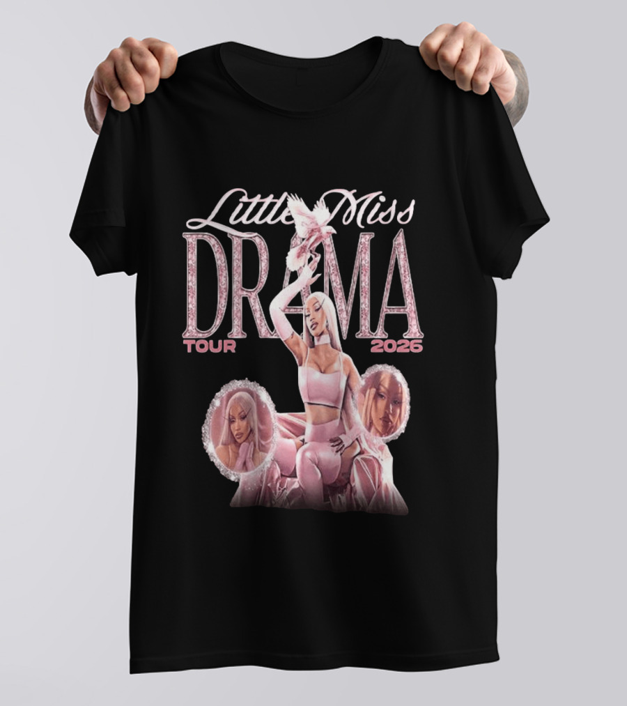 Little Miss Drama Tour 2026 Cardi B Pink Outfit Trio T-Shirt