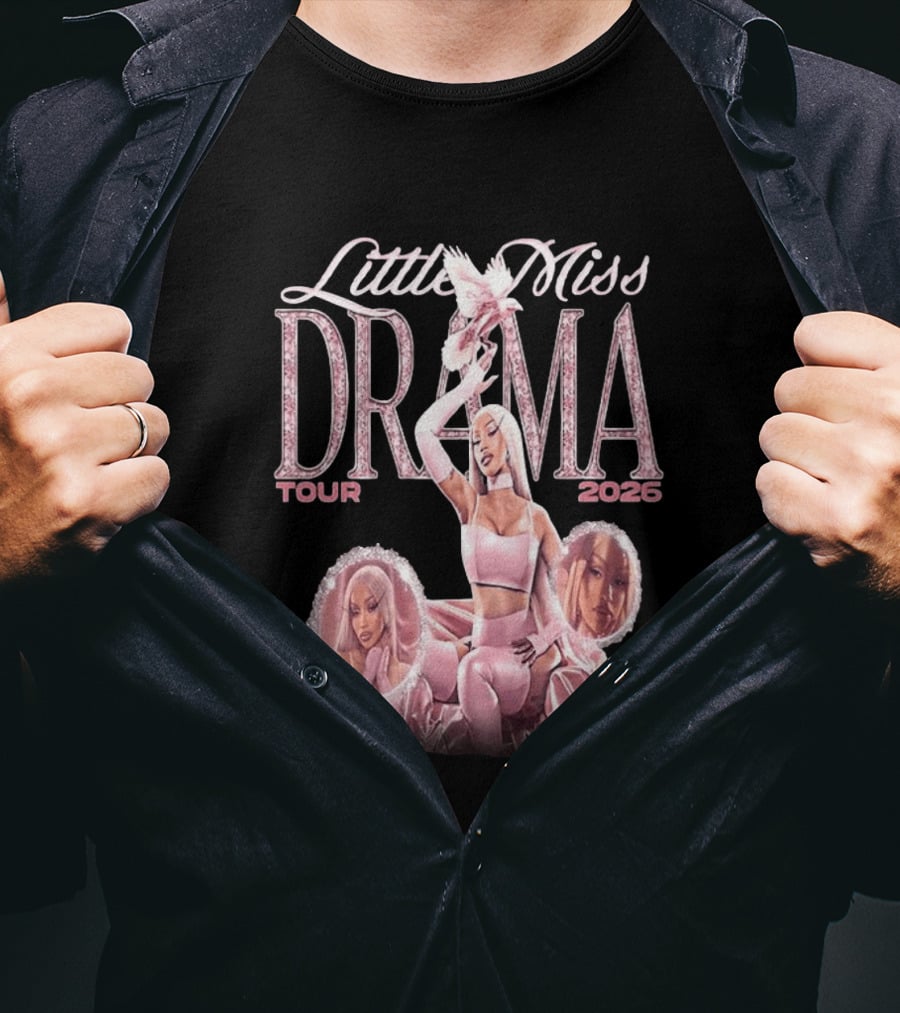 Little Miss Drama Tour 2026 Cardi B Pink Outfit Trio T-Shirt