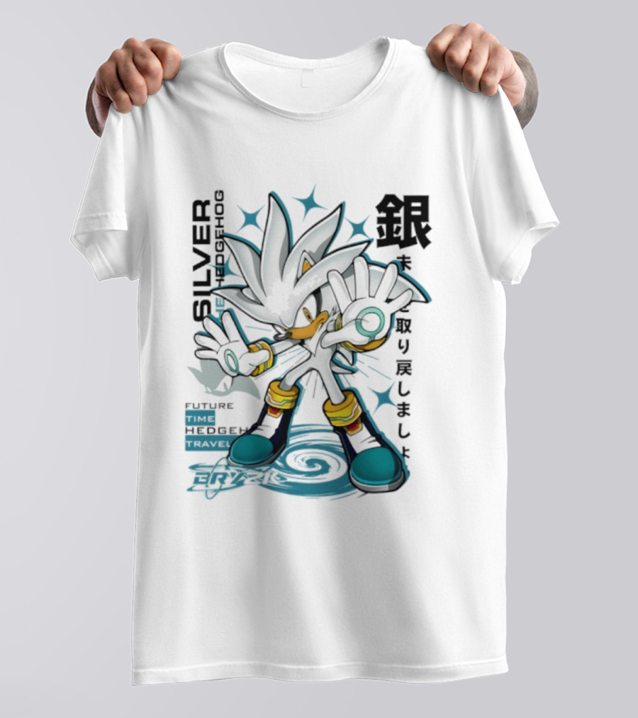 Silver Psychokinesis Future Hedgehog Japanese T-Shirt