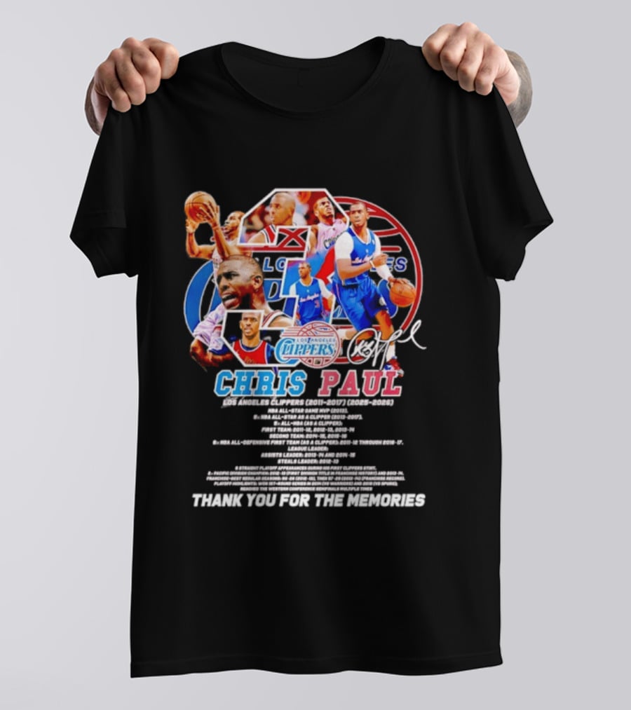 Chris Paul Los Angeles Clippers Memories Highlights And Signature Thank You T-Shirt