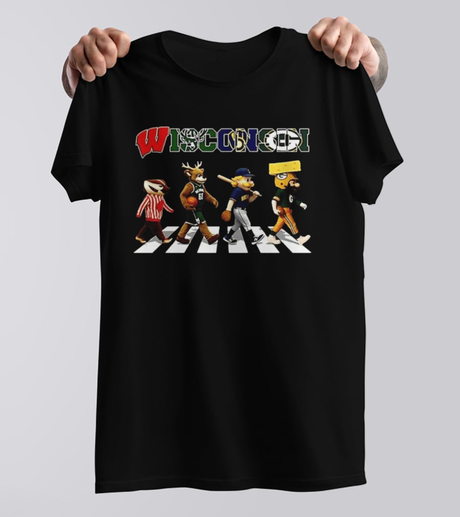 Wisconsin Badgers Bucks Brewers Packers Abbey Road T-Shirt