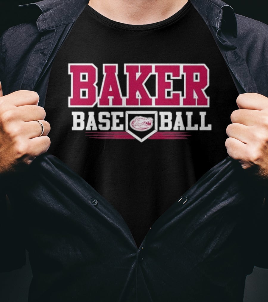 Baker Baseball Gators Home Plate Sports Team T-Shirt