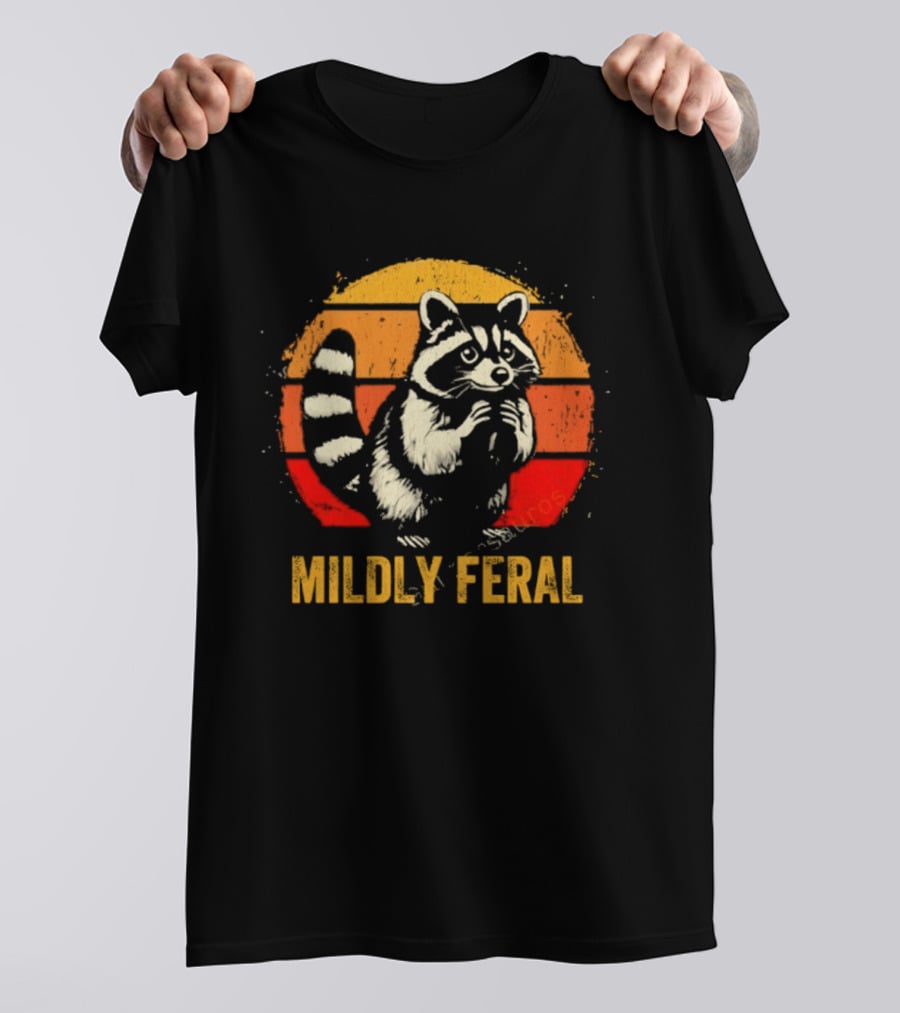 Raccoon Mildly Feral Vintage Sunset T-Shirt