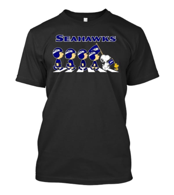 Seattle Seahawks Peanuts Characters Walking Football Fan T-Shirt
