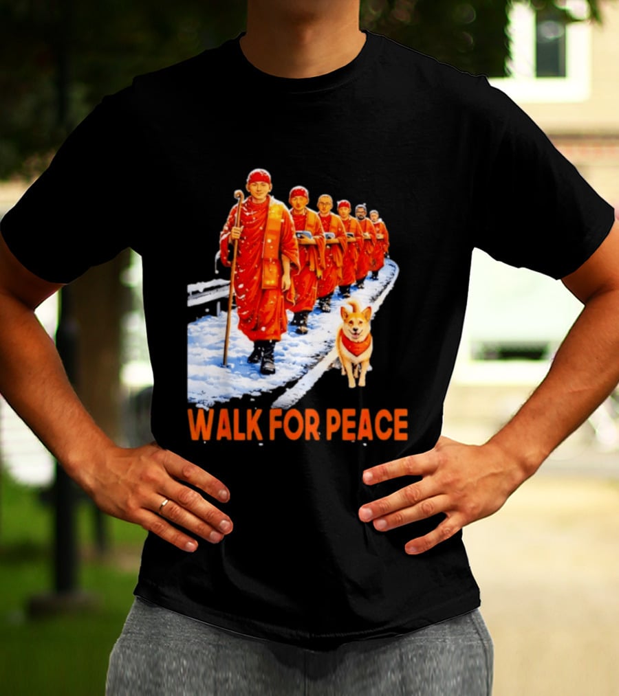 Walk For Peace 2026 Monks And Aloka Dog T-Shirt