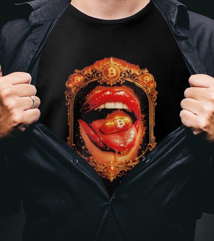 Bitcoin Orange Pill Lips Iconic Cryptocurrency T-Shirt