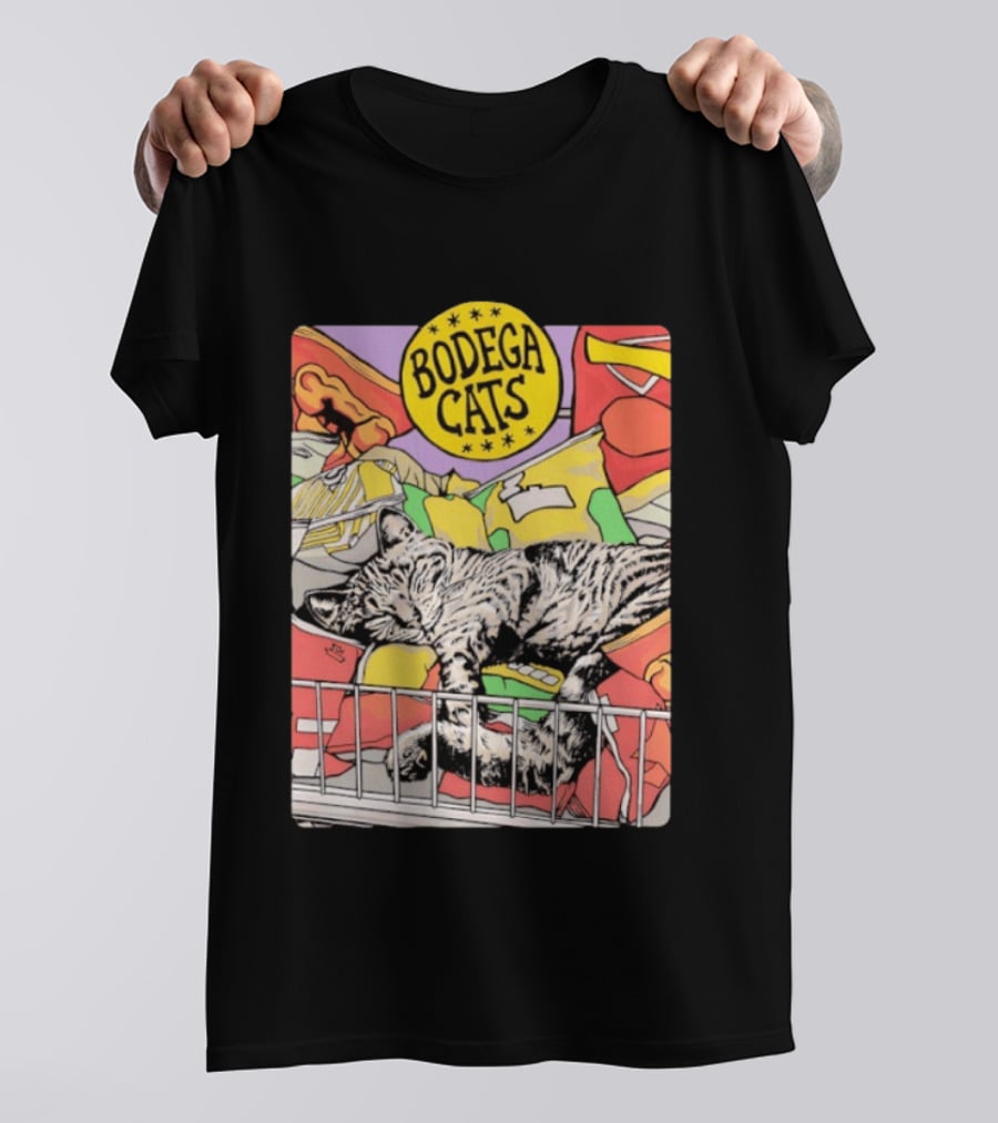 Bodega Cats Sleeping On Grocery Shelf T-Shirt