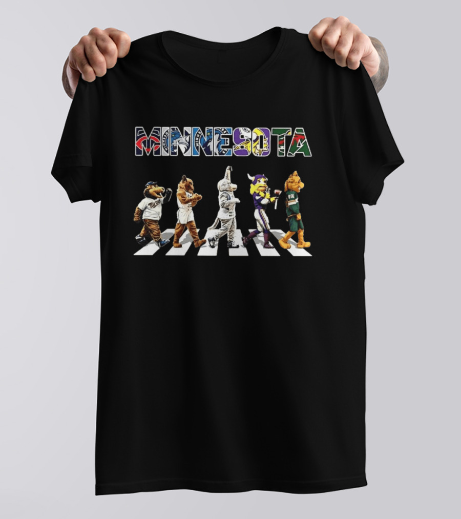Minnesota Twins Timberwolves Wild Vikings Golden Gophers Mascot Abbey Road T-Shirt