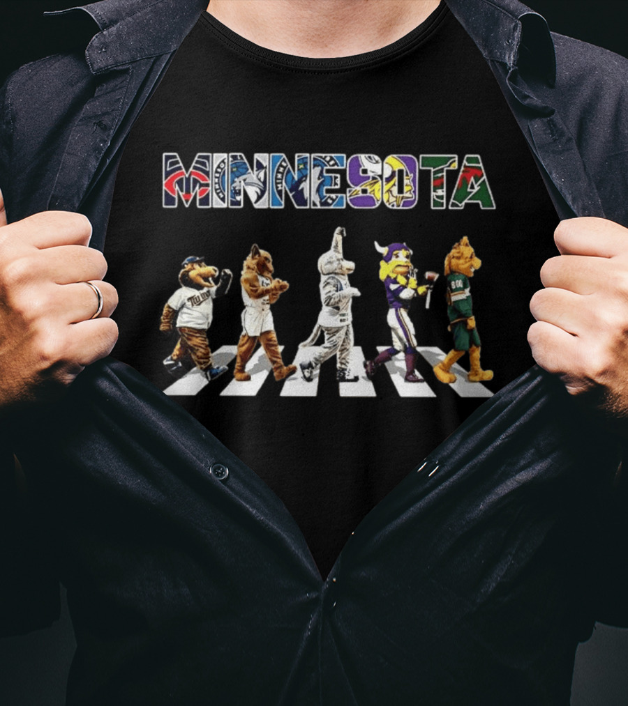 Minnesota Twins Timberwolves Wild Vikings Golden Gophers Mascot Abbey Road T-Shirt