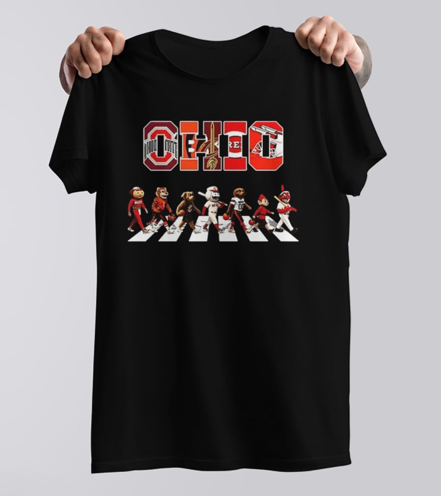 Ohio State Buckeyes Cavaliers Reds Sports Mascots Abbey Road T-Shirt