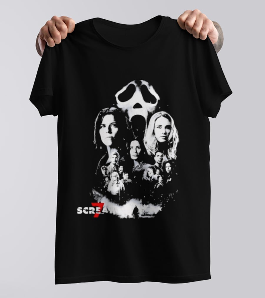 Scream 7 30th Anniversary Kill Tour 2026 Ghostface Mask Collage T-Shirt